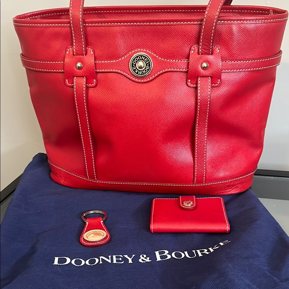 Dooney & Bourke Red Leather Tote Bag